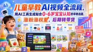 儿童早教AI视频全流程,用AI工具生成贴合0-6岁宝宝认知的早教选题,涨粉涨权重,后期转带货-宝藏屋创业网