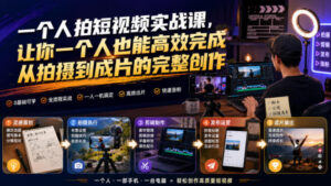 一个人拍短视频实战课,让你一个人也能高效完成从拍摄到成片的完整创作-宝藏屋创业网