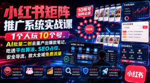 小红书矩阵推广系统实战课｜1个人玩10个号，AI批量二创去重产出爆款笔记，吃透平台算法、SEO占位、安全导流，放大全域免费流量-宝藏屋创业网