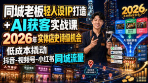同城老板轻人设IP打造+AI获客实战课，2026年实体店史诗级机会，低成本撬动抖音-视频号-小红书同城流量-宝藏屋创业网