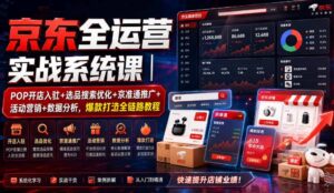 京东全运营实战系统课|POP开店入驻+选品搜索优化+京准通推广+活动营销+数据分析,爆款打造全链路教程-宝藏屋创业网