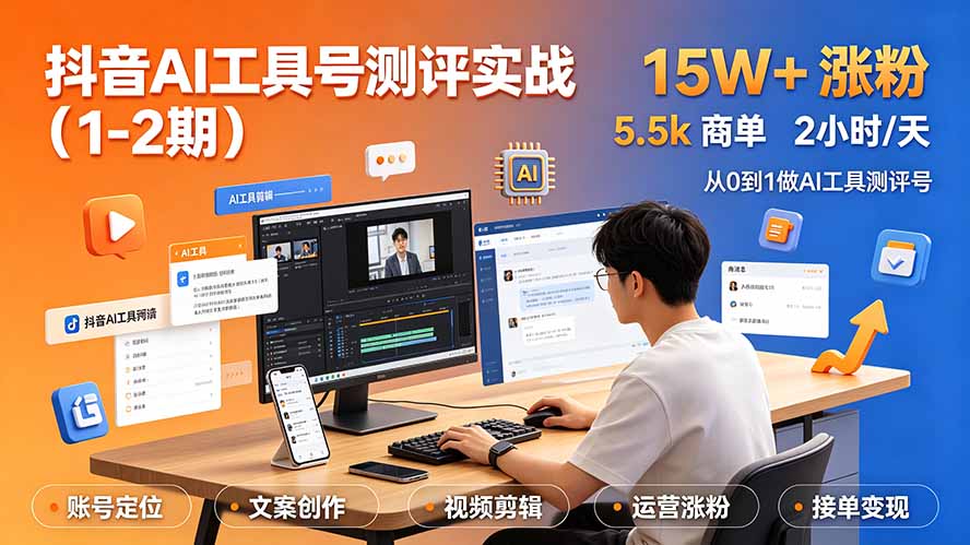 抖音AI工具号测评实战(1-2期-宝藏屋创业网