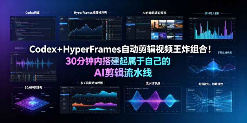 Codex＋HyperFrames自动剪辑视频王炸组合！30分钟内搭建起属于自己的AI剪辑流水线（完整版实操教程手册）-宝藏屋创业网
