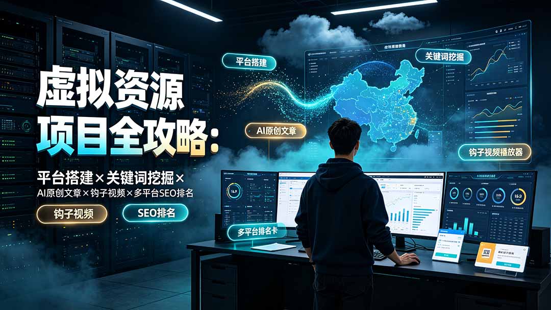 虚拟资源项目全攻略：平台搭建×关键词挖掘×AI原创文章×钩子视频×多平台SEO排名-宝藏屋创业网
