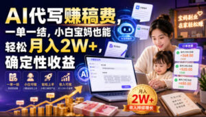 AI代写賺稿费,一单一结,小白宝妈也能轻松月入2W+,确定性收益【揭秘】-宝藏屋创业网