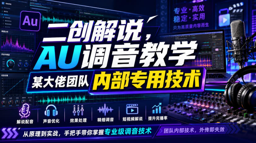 二创解说AU调音教学，某大佬团队内部专用技术-宝藏屋创业网
