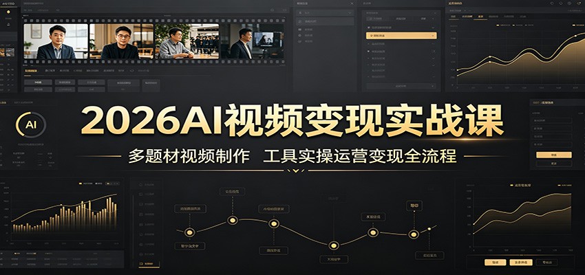 2026AI视频变现实战课：多题材视频制作，工具实操运营变现全流程-宝藏屋创业网