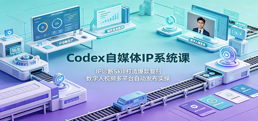 Codex自媒体IP系统课：IP诊断Skill打造爆款复刻，数字人视频多平台自动发布实操-宝藏屋创业网