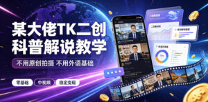 某大佬TK二创科普解说教学,不用原创拍摄不用外语基础,零基础做TikTok中视频稳定变现-宝藏屋创业网