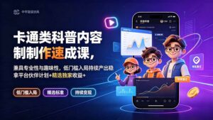 卡通类科普内容制作速成课,兼具专业性与趣味性,低门槛入局持续产出稳拿平台伙伴计划+精选独家收益-宝藏屋创业网