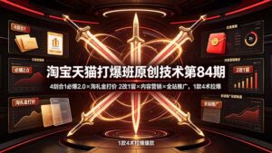 淘宝天猫打爆班原创技术第84期:4剑合1必爆2.0×淘礼金打价×2改1留×内容营销×全站推广,1款4术拉爆-宝藏屋创业网