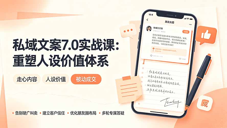 私域文案实战课7.0：重塑人设价值体系｜-告别硬广推销×走心内容×自我价值塑造，实现被动成交-宝藏屋创业网