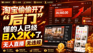 淘宝偷偷开了“后门”,懂的人已经日入2K+了,无人直播无违规,一台电脑=一家24小时营业的线上门店【揭秘】-宝藏屋创业网