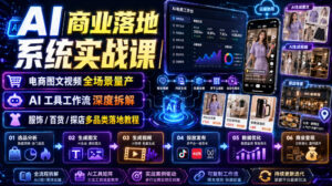 AI商业落地系统实战课|电商图文视频全场景量产・AI工具工作流深度拆解・服饰/百货/探店多品类落地教程-宝藏屋创业网
