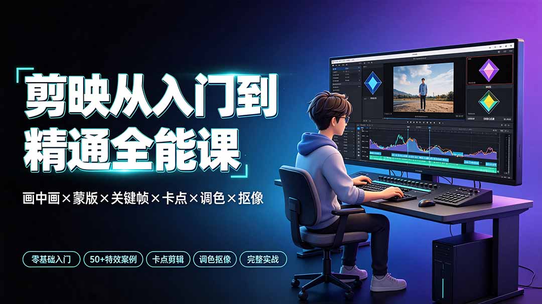 图片[2]-剪映从入门到精通全能课：画中画×蒙版×关键帧×卡点×调色×抠像，一站式掌握剪辑核心技能-宝藏屋创业网