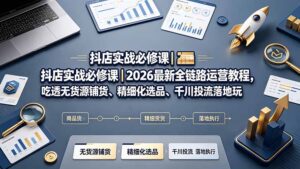 抖店实战必修课|2026最新全链路运营教程,吃透无货源铺货、精细化选品、千川投流落地玩法-宝藏屋创业网