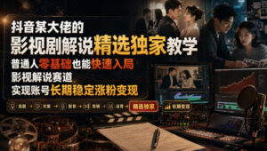 抖音某大佬的影视剧解说精选独家教学，普通人零基础也能快速入局影视解说赛道，实现账号长期稳定变现-宝藏屋创业网