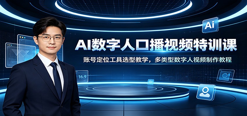 AI数字人口播视频特训课：账号定位工具选型教学，多类型数字人视频制作教程-宝藏屋创业网
