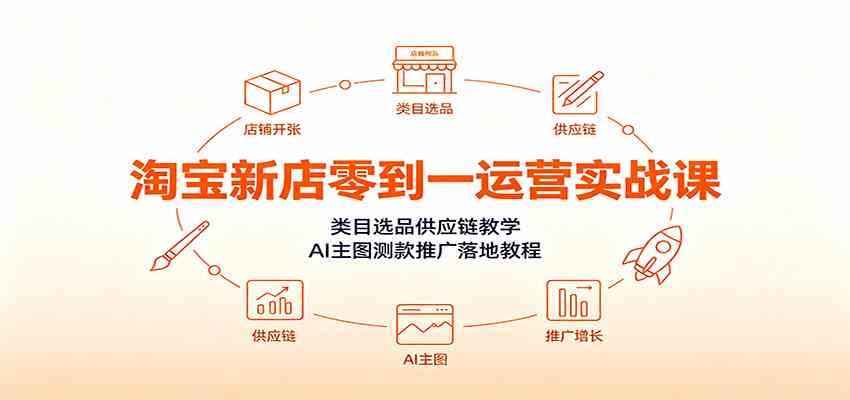 淘宝新店零到一运营实战课：类目选品供应链教学，AI主图测款推广落地教程-宝藏屋创业网