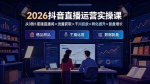 2026抖音直播运营实操课:从0到1搭建直播间×流量获取×千川投放×转化提升×复盘增长,系统掌握完整闭环-宝藏屋创业网