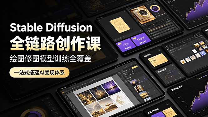 Stable Diffusion全链路创作课，绘图修图模型训练全覆盖，一站式搭建AI变现体系-宝藏屋创业网