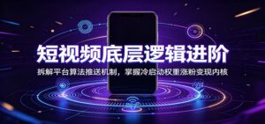 短视频底层逻辑进阶：拆解平台算法推送机制，掌握冷启动权重涨粉变现内核-宝藏屋创业网