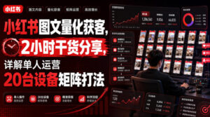 小红书图文量化获客，2小时干货分享，详解单人运营20台设备矩阵打法-宝藏屋创业网