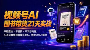 繁花视频号AI图书带货21天实战：不用露脸×不囤货×不发愁内容，AI写文案做视频挂小黄车，佣金50%+爆单-宝藏屋创业网