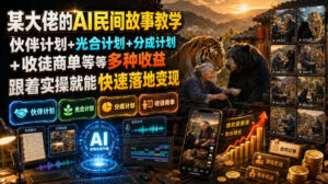 某大佬的AI民间故事教学,伙伴计划+光合计划+分成计划+收徒商单等多种收益,跟着实操就能快速落地变现-宝藏屋创业网