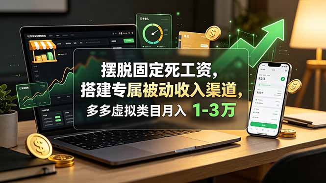 摆脱固定死工资，搭建专属被动收入渠道，多多虚拟类目月入 1-3 万-宝藏屋创业网