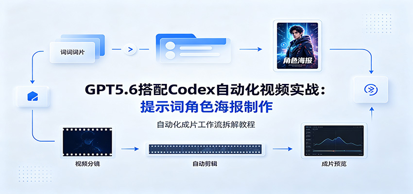 GPT5.6搭配Codex自动化视频实战：提示词角色海报制作，自动化成片工作流拆解教程-宝藏屋创业网