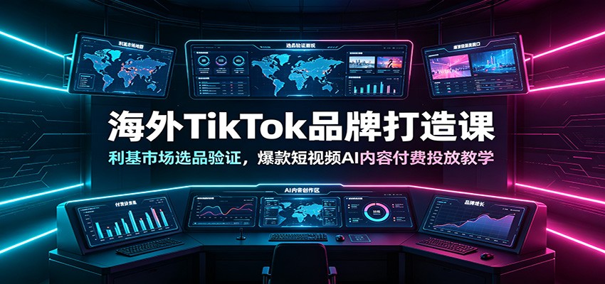 海外TikTok品牌打造课：利基市场选品验证，爆款短视频AI内容付费投放教学-宝藏屋创业网
