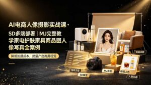 AI电商人像摄影实战课·SD多端部署｜MJ完整教学｜家电护肤家具商品图人像写真全案例-宝藏屋创业网