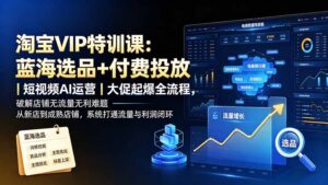 淘宝VIP特训课-更新:蓝海选品+付费投放|短视频AI运营|大促起爆全流程,破解店铺无流量无利润难题-宝藏屋创业网