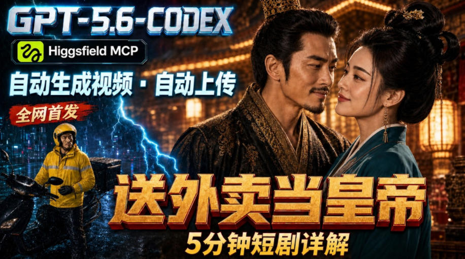 GPT-5.6 Codex+Higgsfield MCP：一条指令生成5分钟短剧并自动上传YouTube(油管)-宝藏屋创业网