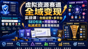 虚拟资源赛道全域变现实战课｜合规运营+多平台SEO引流+内容矩阵+私域成交全套落地玩法-宝藏屋创业网