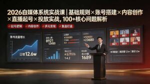 2026自媒体系统实战课|基础规则×账号搭建×内容创作×直播起号×投放实战,100+核心问题解析-宝藏屋创业网