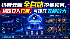 Dy云端全自动挖金项目,稳定日入几百,可矩阵无限放大!【揭秘】-宝藏屋创业网