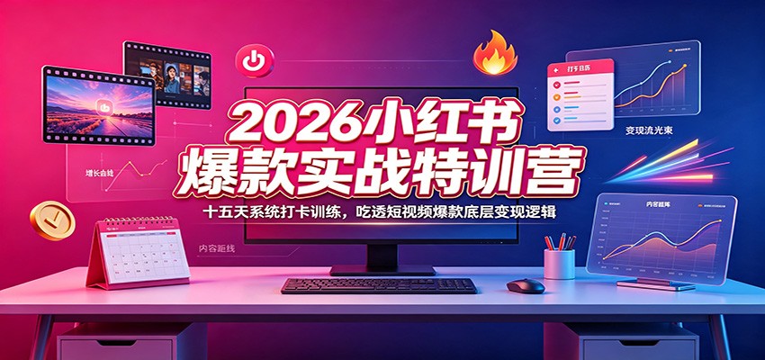 2026小红书爆款实战特训营：十五天系统打卡训练，吃透短视频爆款底层变现逻辑-宝藏屋创业网