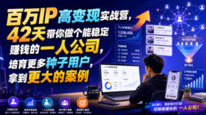 百万IP高变现实战营，42天带你做个能稳定賺钱的一人公司，培育更多种子用户，拿到更大的案例-宝藏屋创业网