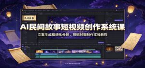 AI民间故事短视频创作系统课:文案生成精细化分段,剪辑封面制作实操教程-宝藏屋创业网