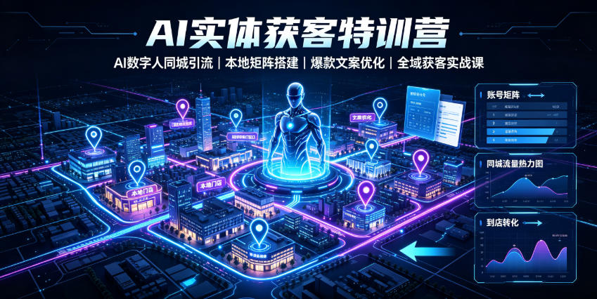 AI实体获客特训营｜AI数字人同城引流、本地矩阵搭建、爆款文案优化全域获客实战课-宝藏屋创业网