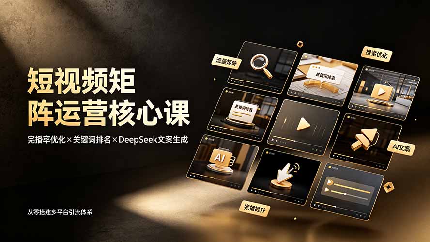 短视频矩阵运营核心课：完播率优化×关键词排名×DeepSeek文案生成，从零搭建多平台引流体系-宝藏屋创业网