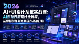 2026 AI+UI设计系统实战课:AI赋能界面设计全流程,从图标创作到商业级作品集打造-宝藏屋创业网