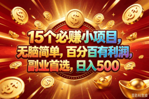 （19143期）15个必赚的小项目，百分百赚元子，无脑简单，副业首选，日入500+-宝藏屋创业网