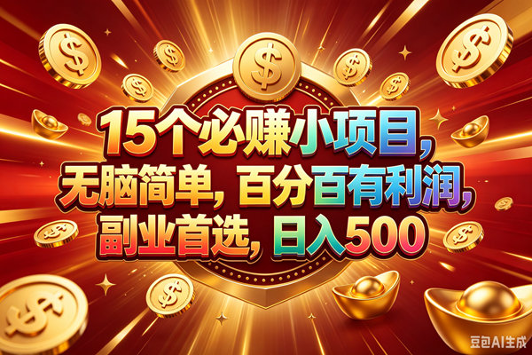 （19143期）15个必赚的小项目，百分百赚元子，无脑简单，副业首选，日入500+-宝藏屋创业网
