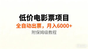 低价电影票项目新玩法，全自动报价出票，月入6000+，附保姆级教程【揭秘】-宝藏屋创业网