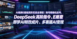 AI视频0基础高阶实战全课程｜账号精细化起号、DeepSeek高阶指令、即梦AI特效成片、多赛道AI短视频量产变现-宝藏屋创业网
