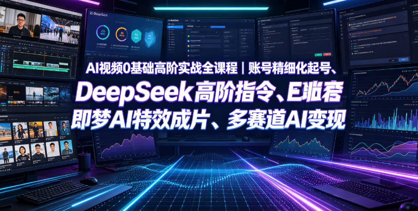 AI视频0基础高阶实战全课程｜账号精细化起号、DeepSeek高阶指令、即梦AI特效成片、多赛道AI短视频量产变现-宝藏屋创业网