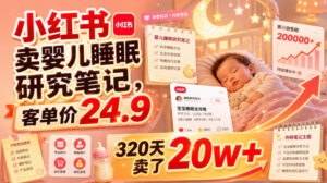 小红书卖婴儿睡眠研究笔记,客单价24.9,320天卖了20w+-宝藏屋创业网
